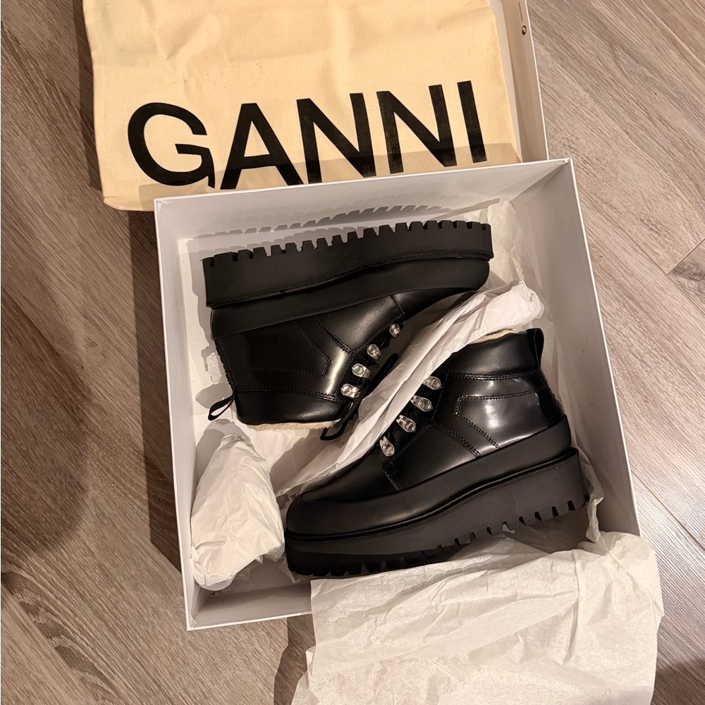 Ganni Black Men's Boots with Silver Accents